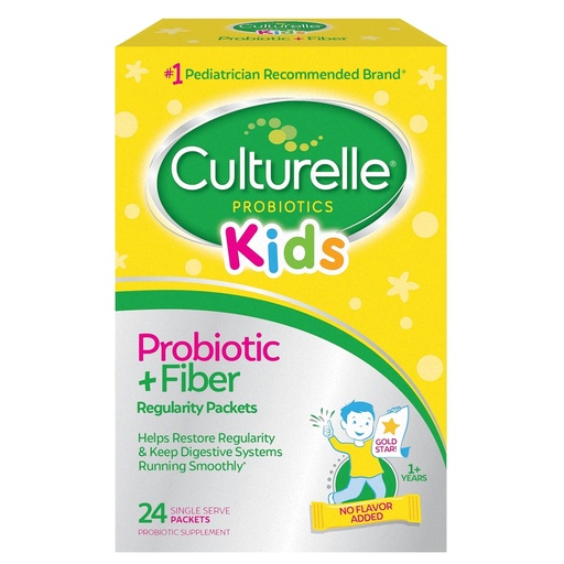 [BRSWKELRAENWY2TM] Culturelle Kids Probiotic + Fiber Packets (Ages 3+) - 24 Count - Digestive Health & Immune Support - Helps Restore Regularity (Packaging may vary)