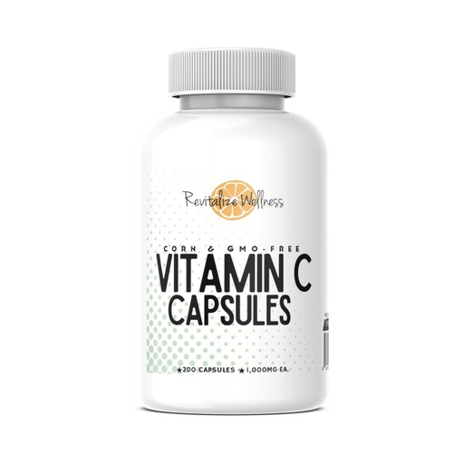 [BRSROHDQCIBAY2TJ] Vitamin C Capsules | Pure, Corn, & GMO-Free | 1000 mg Vitamin C Per Capsule | 200 Capsules