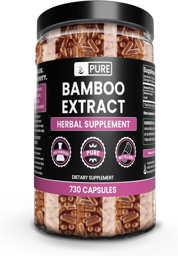 [BRSWYFA5BAPA2HTV] Pure Original Ingredients Bamboo Extract (730 Capsules) No Magnesium Or Rice Fillers, Always Pure, Lab Verified