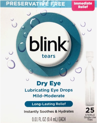 [BRSWGYI7OADWOCLA] Blink Tears Lubricating Eye Drops Mild-Moderate Dry Eye, 25 Pk - 0.01 oz, Pack of 2