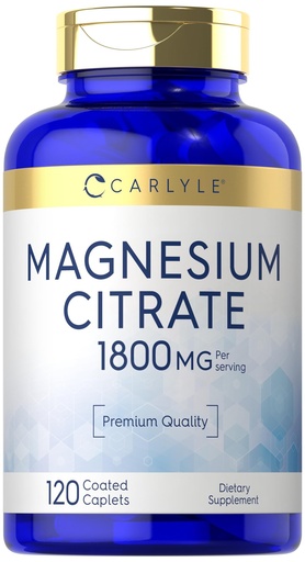 [BRSROZAEDEPRQDLH] Carlyle Magnesium Citrate | 1,800mg | 120 Coated Caplets | Vegetarian, Non-GMO, and Gluten Free Supplement