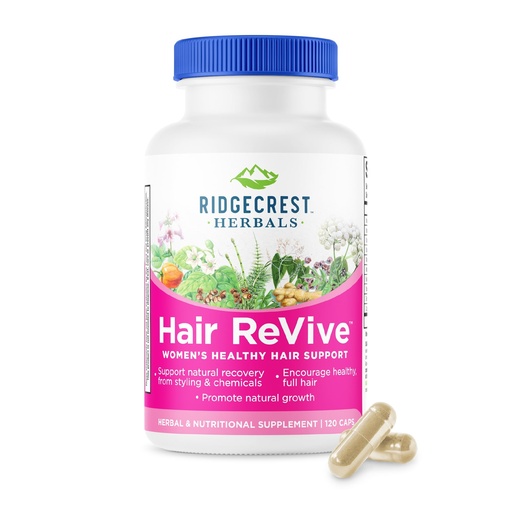 [BRSWIZDYCQAWIHTE] RidgeCrest Herbals Hair ReVive, Nutritional Hair Supplement with Vitamin C, Biotin (6000mcg), Zinc, and Copper, Hair Vitamins for Women to Support Healthy Hair, Skin, and Nails (120 Caps, 30 Servings)