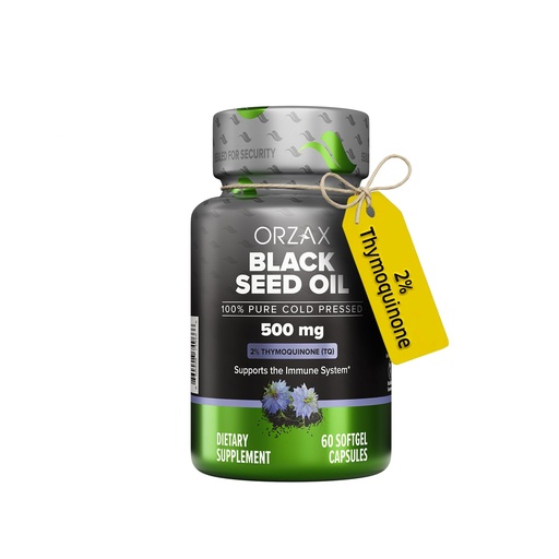 [BRSROHAQOF7R4ADF] ORZAX Black Seed Oil Cold Pressed 500mg - 2% Thymoquinone, Nigella Sativa (Black Cumin Seed), Non-GMO, Immune, Skin & Antioxidant Support, 60 Softgels, 60 Day Supply