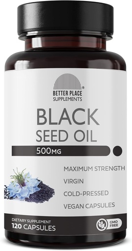 [BRSRA2QFBYIRY2DB] Dầu hạt giống đen Capsules (Non-GMO & Vegan) Cold-Pressed Nigella Sativaing Cutivaing Black Cumin dầu thơm Super Antioxidant cho việc cập nhật, Inists, tóc và da