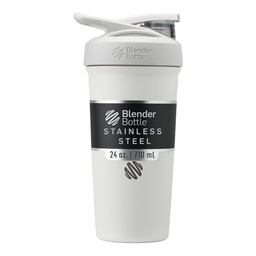 BlenderBottle Sport Flip Stainless Steel Shaker Bottle 24 oz White