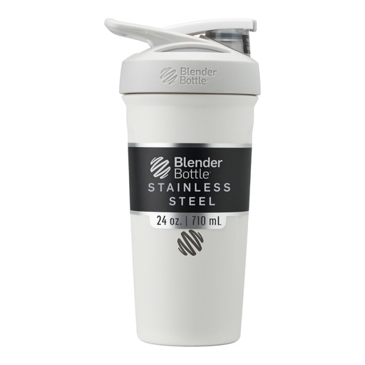 [BRSWYZQZCUIWAYD2] BlenderBottle Sport Flip Stainless Steel Shaker Bottle 24 oz White