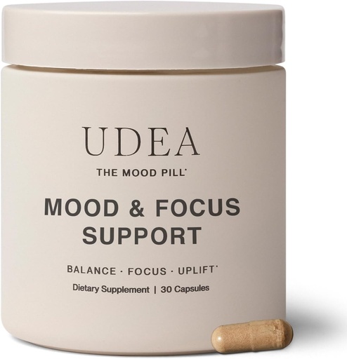 [BRSROAQDCACGYH3V] UDEA Wellness, Mood Pill | Adaptogenic Daily Mood Support Supplement for Stress, Cognitive Function, Focus & Balanced Energy | Non-GMO, Gluten Free & Vegan Mood and Stress Supplements | 30 Capsules