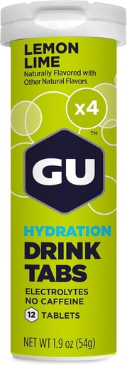 [BRSWG233CF4BUETD] GU Energy Hydration Eletrolyte Drink Tablets, Engravatado Endurance Sports Drink for Running, Ciclismo, Triathlon, 4-Count (48 Servings), Limão
