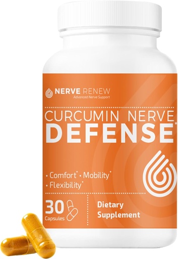 [BRSROEAYBUCA4DTF] NERVE RENEW Curcumin Nerve Defense with Meriva Curcumin Phytosome for Complete Nerve Nourishment and Comfort - Optimized Curcumin with Black Pepper Extract - 30 Capsules