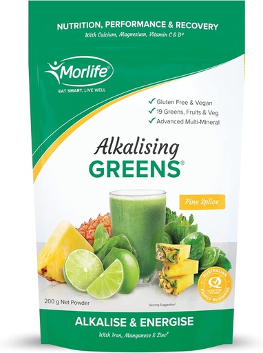 [BRSW2HD6A4NRY2D5] Morlife Alkalising Greens Powder Supplement, Pine Splice, 19 Super Greens, Obst und Gemüse, Pre & Probiotics, Schlüssel Alkalisierende Mineralien, Vegetarische Superfood-Formel, 7 oz, 20 Servierungen
