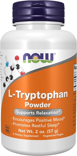 [BRSWIYYLO4MWMGDA] AHORA Suplementos de alimentos, L-Tryptophan Powder, Free-Form, apoya la relajación*, Amino Acid, 2-Ounce