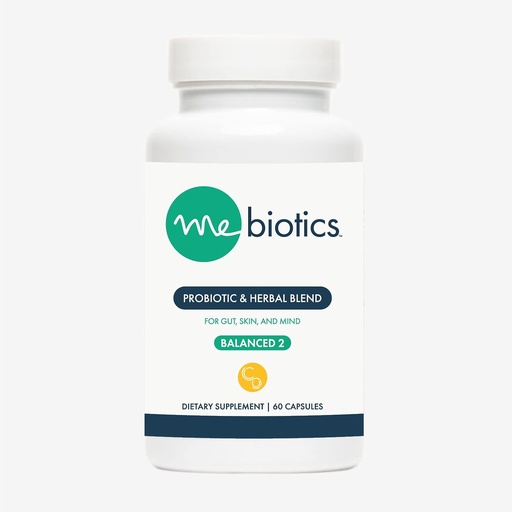 [BRSRM2TQC57QKFDZ] Microbiome Labs Mebiotics Probiotic & Herbal Supplement Balanced 2 - Bacillus Subtilis & Lemon Balm for Skin + Gut Health - Oral Probiotics to Support Gut, Mind & Skin (60 Count)