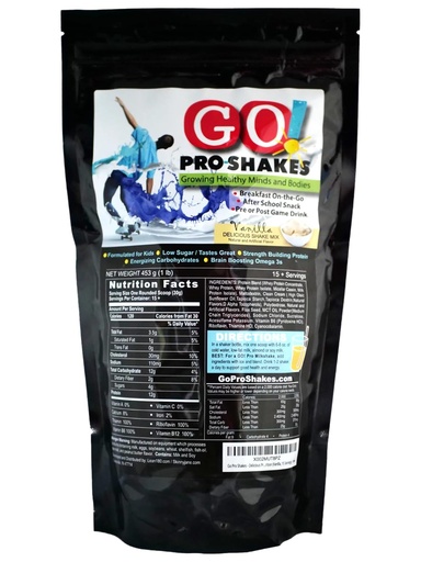 [BRSWYGT6O5YR42T4] GO Pro Shakes - Baltymų milteliai Smoothie vaikams ir paaugliams - Sveikas snack - Nėra pridėta cukraus - Parama augimui ir stiprumui - Creamy Vanilla aromatas