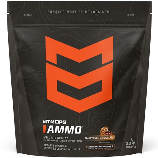 [BRSROGQRCQIWME3D] MTN OPS Ammo Meal Replacement Protein Powder, Peanut Butter Chocolate | 19g Protein, Meal Replacement with Whole Foods, 10g Flaxseed, Fruits & Vegetables, Daily Nutrition