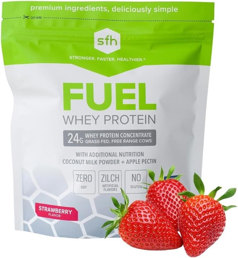 [BRSROEL3DMBQO23H] SFH Fuel Whey Protein Powder Great Tasting Grass Fed Whey | MCTs & Fiber for Energy | All Natural | Soy Free, Gluten Free, No RBST, No Artificial Flavors (Strawberry (1.6lb Bag))