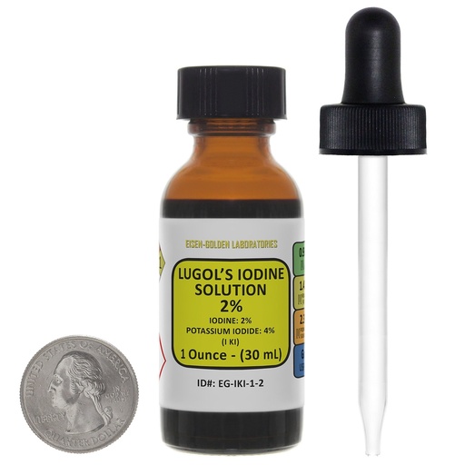 [BRSWIAQ5BV4QIGTK] Lugol's Iodine / 2% Solution / 1 Oz in an Amber Glass Bottle/Free Dropper