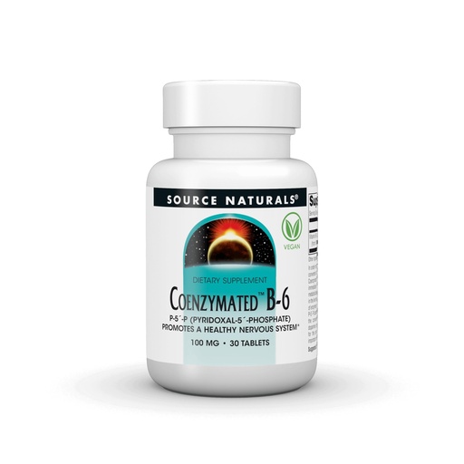 [BRSWIY3ROYOR4HLG] Source Naturals Coenzymated B-6,P-5´-P (PYRIDOXAL-5´-Phosphate) Promotes a Healthy Nervous Sytem* - 100 mg 60 Tablets