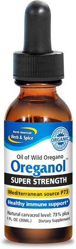 [BRSWIY3YAR4REELG] NORTH AMERICAN HERB & SPICE Super Strength Oreganol - 1 fl. oz. - Unprocessed, Wild, Organic Oregano Oil - Mediterranean Source P73 - Non-GMO - 432 Servings