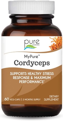 [BRSWGFAPPNYWKFLG] PURE ESSENCE LABS MyPure Cordyceps - Organic Mushroom Supplement - 100% Echter Pilzextrakt - Beste für Immununterstützung, Stress Relief, Energie für Erwachsene Männer und Frauen (60 Kapseln)