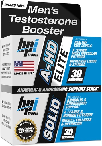 [BRSWICYZBYHRY2A3] BPI Sports A-HD Elite / Solid Testosteron Booster pro muže - Testosteron dodatek pro svaly, sílu, Libido a podporu výkonu - Podporuje přírodní tuk ztráty - 30 Služeb - 550mg