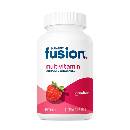 [BRSRMZYEOIHAYF3X] Bariatric Fusion Bariatric Multivitamin with Iron Complete Chewable | Strawberry | Post Bariatric Vitamins for Gastric Bypass and Sleeve Gastrectomy | One Month Supply