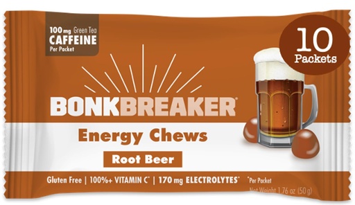 [BRSW2CQ3OYCAIALD] Bonk Breaker Energy Chews, Dairy-Free, Gluten-Free Ingredients to Provide Quick Energy and Focus, 1 Box of 10 Packets, Root Beer