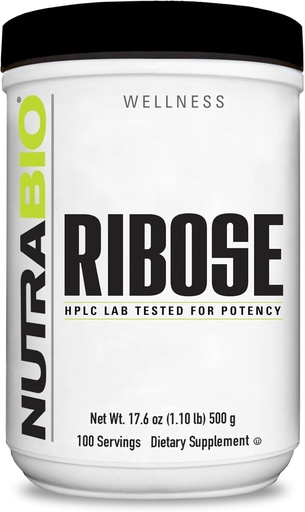 [BRSWIEAECYCBOGTK] NutraBio Ribose Supplement for en sunn hjerte og energi Boost-D-Ribose pulver Supplement- 500g