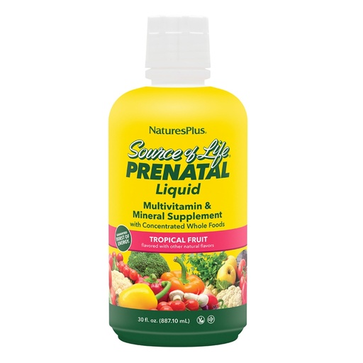 [BRSWIYQDCB5QGCLI] NaturesPlus Source of Life Prenatal Liquid - Tropical Fruit Flavor - 30 fl oz - Multivitamin & Mineral Supplement with Iron - Nutritional Support for Pregnancy - Gluten Free, Vegetarian - 30 Servings