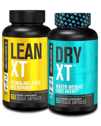 [BRSROBATOUPGKHQZ] Jacked Factory Stim-Free Weight Loss Stack - Lean XT Stim-Free Fat Burner and Dry XT Water Pills for Bloating Reduction (30 Day Supply)