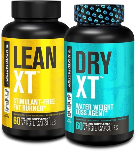 [BRSROBATOUPGKHQZ] Jacked Factory Stim-Free Weight Loss Stack - Lean XT Stim-Free Fat Burner və Böyük Britaniya azaldılması üçün Dry XT Su Pills (30 Gün Təchizatı)