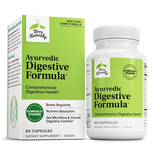 [BRSWG2YQC4HBO3DD] Terry Naturally Ayurvedic Digestive Formula - Gut Regularity - 60 Count | Digestive Regularity and Gut Microflora Support. 60 capsules.