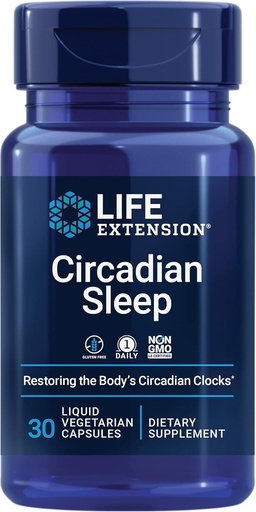 [BRSWGGAQBVYRA2TL] Extensión de vida Circadian Sleep, nobiletin Citrus Extract, Sleep Support, Sleep Health, Restore Your Body's Sleep-Wake Cycle, 1.5 mg de melatonina, Gluten Free, Non-GMO, Vegetarian, 30 cápsulas líquidos