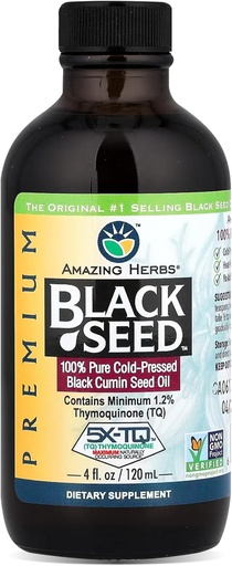 [BRSWIYTYAADRQ2IV] Increíbles hierbas Premium aceite de semilla negra - Cold Presionado Nigella Sativa Ayudas en Salud Digestiva, Apoyo Inmune, Función cerebral, Movilidad Conjunta, Gluten Gratis, No GMO - 4 Fl Oz