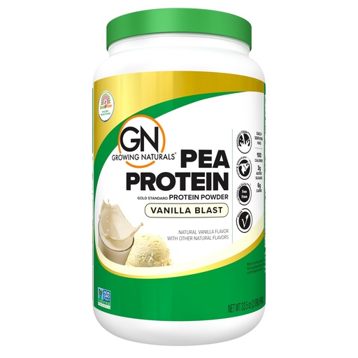 [BRSWIFQHCYCRW3AZ] Growing Naturals Raw Pea Protein Powder, Vegan Plant Based Protein, BCAA, Low-Carb, Low-Sugar, Vanilla Blast, 2 Pound (Pack of 1)