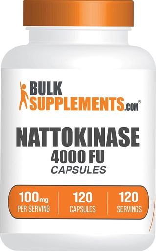 [BRSROCY3OZYRUG3L] BulkSupplements.com Νατοκινάση 4000 κάψουλες FU - συμπλήρωμα νατοκινάσης, που προέρχεται από το εκχύλισμα Natto, Nattokinase 100mg - Χωρίς γλουτένη, 1 κάψουλα ανά υπηρεσία, 120 κάψουλες (πακέτο του 1)