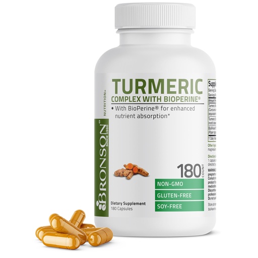 [BRSWG2QRBNYGO3DV] Bronson Turmeric Curcumin with BioPerine - High Potency Premium Joint Support with 95% Standardized Curcuminoids - Non-GMO Capsules with Black Pepper - 180 Count