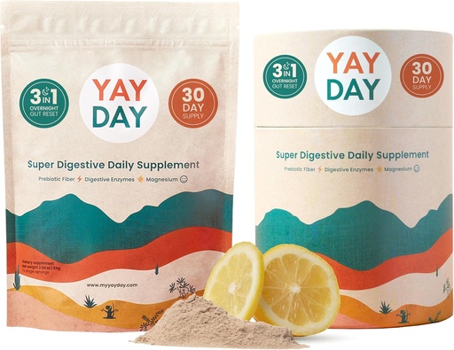 [BRSRAAIKBB6QGAIY] Digestive Enzymes Prebiotic Fiber Supplement Powder Bundle - Daily Gut Health + Magnesium Powder for Deep Sleep, Regularity, Bloating & Constipation Relief - Citrus (37 Servings)