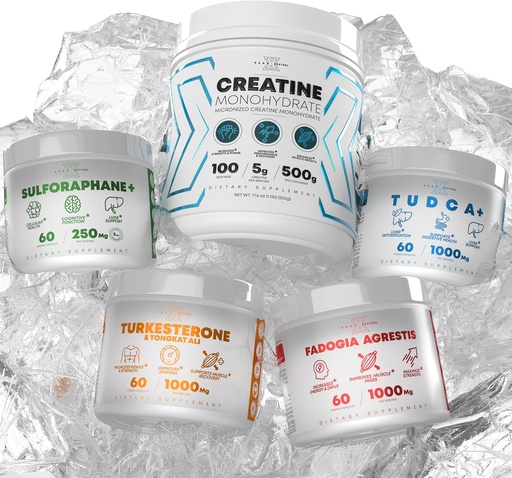 [BRSRAHYRB4FGYYA7] Bundle - Turkesterone & Tongkat Ali + Fadogia Agrestis + Creatine + Sulforaphane + TUDCA - Boost Stamina, Muscle Growth, Liver Health, Cognitive Function & Detox - Made in USA