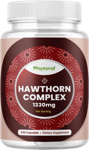[BRSRO2QDOUMGK3D6] Alta forza Hawthorn Berry Capsules - Pure Antioxidant Hawthorn Suplemento con Leaf & Flower Extract 4:1 para un corazón saudable e dixestión - Soporte enerxético para homes e mulleres - 240 Count Pack