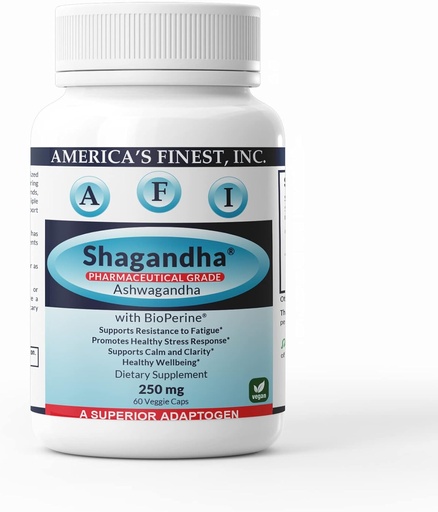 [BRSRMZABA4MBSF3B] AFI Shagandha CLAS124; Pure Ashwagandha Root Extract CLAS124; 1x denně CLAS124; Kapsle 250 mg CLAS124; BioPerine for Absorption CLAS124; Doplněk pro Adrenal Fatigue, Calmness a Clarity CLAS124; Ženy a muži