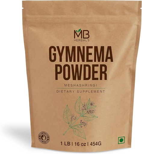[BRSROFI2OICA2D3J] MB Herbals Gymnema Leaf Powder 1 lb / 16 oz | 454 Gram | Meshashringi Powder | Gymnema Sylvestre