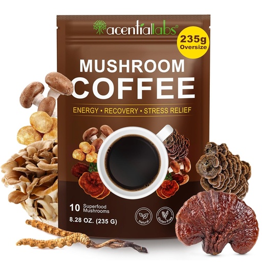 [BRSRAAD3CQAROCLX] Mushroom coffee (235g Supersize), 10 Superfood Mushrooms Blend for Energy, Recovery & Focus, Organic Instant coffee Powder with Lion’s Mane, Reishi, Chaga, Cordyceps, 8.28 OZ