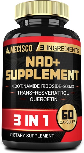 [BRSRAGT5C4DQGEY7] 3in1 NAD+ Supplement 1200Mg - Nicotinamide Riboside with Trans Resveratrol & Quercetin - Cellular Activity, Immune, Aging Health - 60 Count Supply for 30 Days