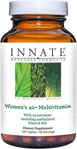 [BRSWKH36BYHBAEQ5] Formulas de resposta innata 40 + multivitamínico feminino - Multivitamínico diario para mulleres 40 e máis - inclúe Folato Metilado e B12 - Made Without 9 alérgenos de alimentos - 120 tabletas (60 porcións)