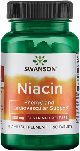 [BRSWIY36BRYRCCA5] Swanson Sustained Release Niacin 500 Milligrams 90 Tabs