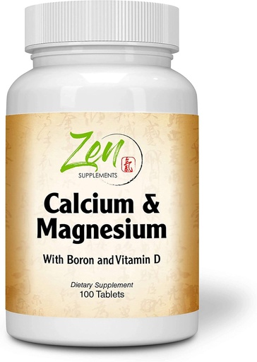 [BRSWY2YYCQGW2FLH] Zen Supplements - Hi Potency Calcium & Magnesium with D3 & Boron for Enhanced Absorption, Supports Bone Health & Bone Density 100-Tabs