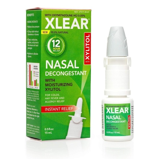 [BRSWGGQ2OIHA223O] Xlear Oxymetazoline Nasal Spray with Xylitol, 0.5 fl oz (Pack of 1) | 12-Hour Formula for Instant Sinus Pressure and Congestion Relief, Nasal Decongestant