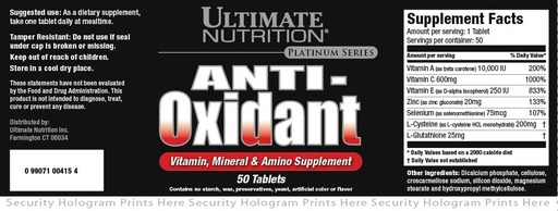 [BRSWIYAMCUMQEADE] Ultimate Nutrition Antioxidant Vitamin, Mineral and Amino Supplement (50 Tablets)