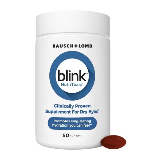 [BRSROBL7OAFWOYLX] Blink NutriTears Clinically Proven Supplement for Dry Eyes, Eye Care with Lutein & Zeaxanthin and Vitamin D to Hydrate Eyes from Within for Long-Lasting Relief, 50 Softgels