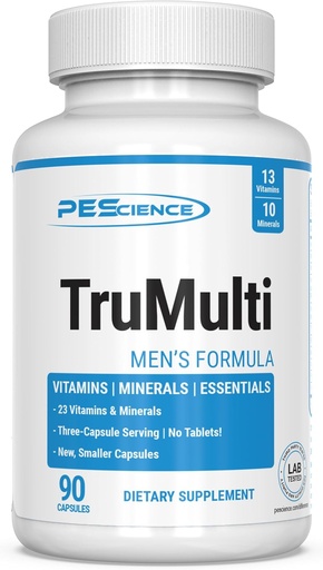 [BRSWKHAICQIWOFQ6] Pescience TruMulti Multivitamin for Men, Daily Formula dengan Premium Vitamin C, D, Zinc, Chromium Picolinate Supplemen Imune, Mineral Dilengkapi, 90 Easy to Swallow Capsules